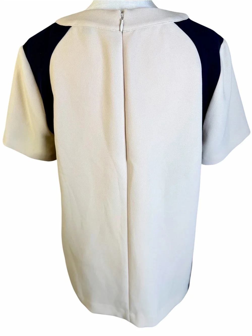 J. Crew Cream and Navy Short Sleeve Colorblock Top Size 6